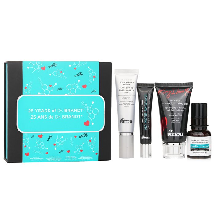 Dr. Brandt 25 Years Of Dr. Brandt Kit: Microdermabrasion 60g+ Wrinkle Smoothing Cream 15g+ Pore Refiner Primer 30ml+ No More Baggage 15g 4PCS