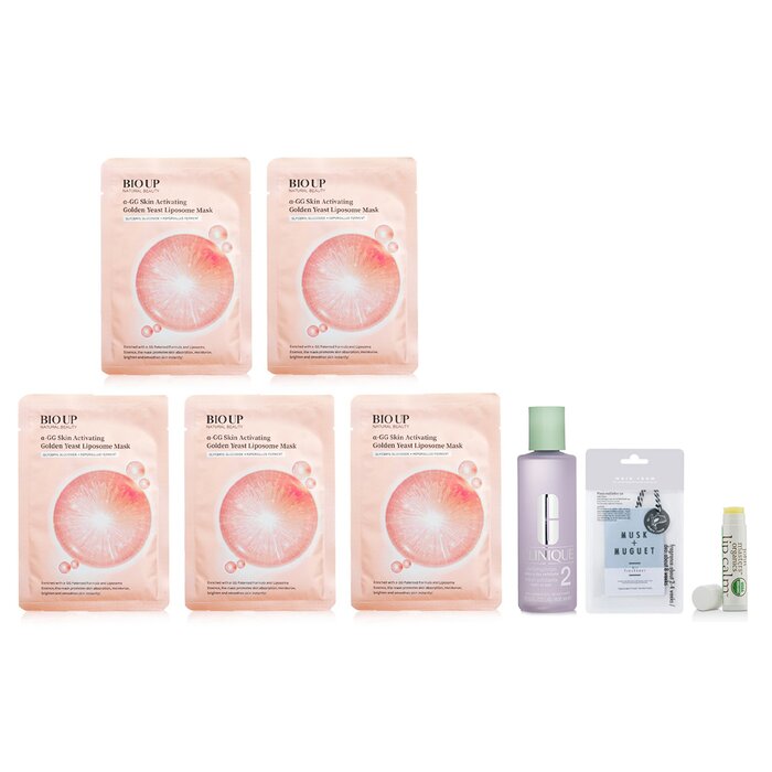 Clinique Revitalizing Skincare Essentials Set:Clarifying Lotion 2 +JM Lip Calm-Peppermint+NB BIO UP a-GG Skin Mask +JB Air Refreshener 8PCS