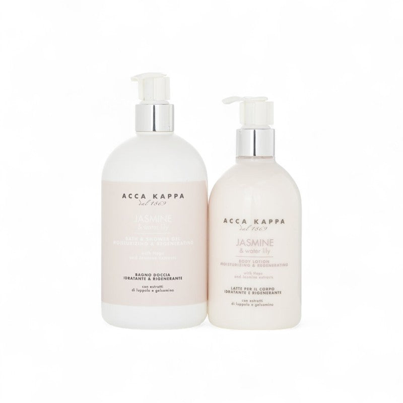 Acca Kappa Jasmine & Water Lily Body Care Gift Set: Jasmine&Water Lily Shower Gel 500ml + Jasmine&Water Lily Body Lotion 300ml 031346 2pcs