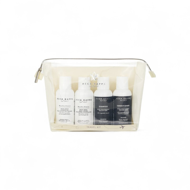 Acca Kappa White Moss Body Care Travel Kit: Shower Gel 100ml + Shampoo 100ml + Conditioner 100ml+Body Lotion 100ml 705230 4PCS