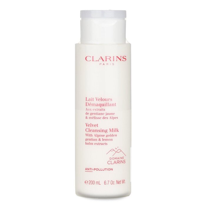 Clarins Velvet Cleansing Milk with Alpine Golden Gentian & Lemon Balm Extracts 200ml /6.7oz (Parallel Import)