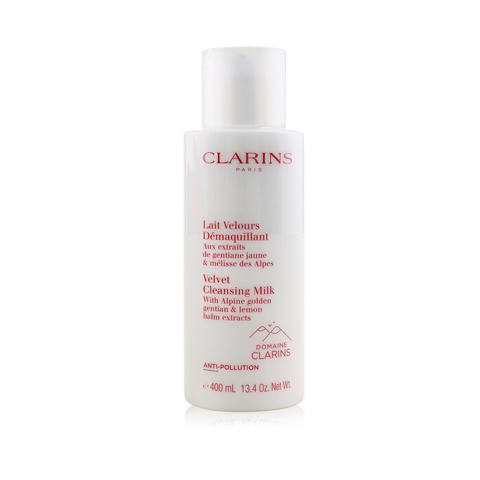 Clarins Velvet Cleansing Milk with Alpine Golden Gentian & Lemon Balm Extracts 400ml /13.4oz (Parallel Import)