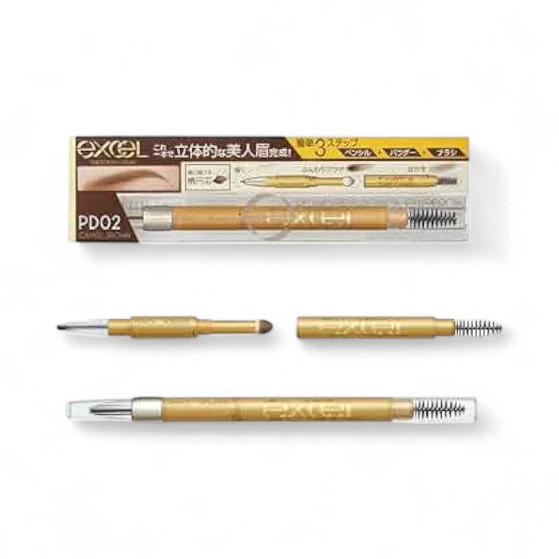 EXCEL Powder & Pencil Eyebrow EX PD02 Camel Brown