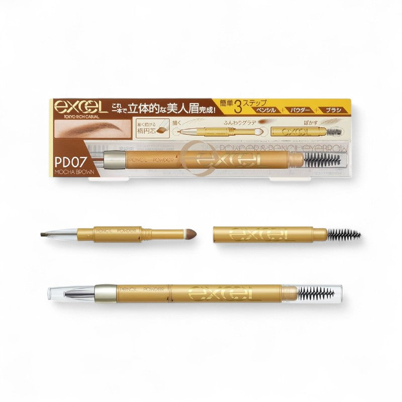 EXCEL Powder & Pencil Eyebrow EX PD07 Mocha Brown