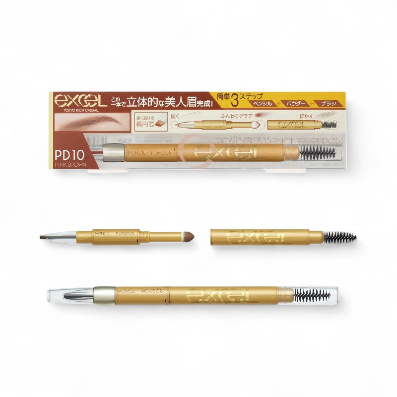 EXCEL Powder & Pencil Eyebrow EX PD10 Pink Brown