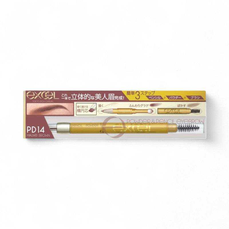 EXCEL Powder & Pencil Eyebrow EX PD14 Mauve Brown