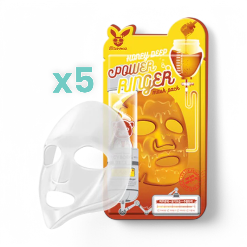 Elizavecca Deep Power Ringer Mask Pack Bundle Set - 10 Types Honey 5pcs