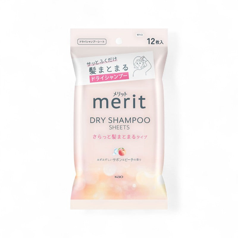 Kao Merit Day+ Dry Shampoo Sheets Soap & Peach - 12 pcs