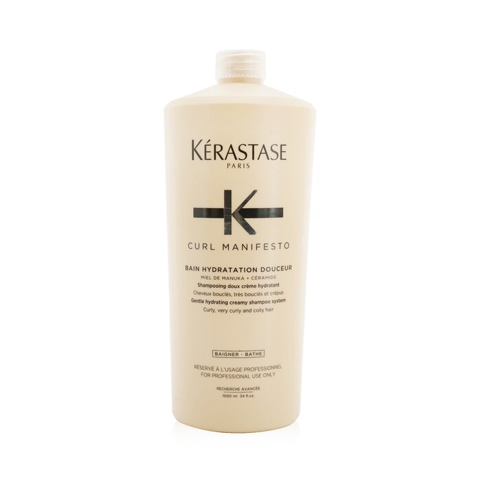 Kerastase Curl Manifesto Bain Hydratation Douceur Shampoo Gentle Creamy Shampoo- For Curly, Very Curly & Coily Hair (Salon Size) 968732 1000ml/34oz