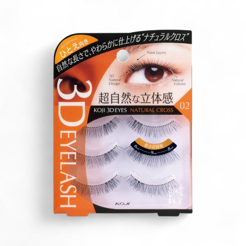 Koji 3D Eyes Eyelash 02 Natural Cross - 3 pairs
