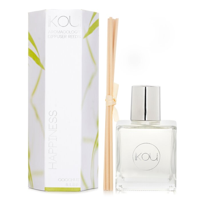 iKOU Aromacology Diffuser Reeds - Happiness (Coconut &amp; Lime - 9 months supply) 175ml