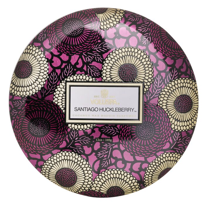 Voluspa 3 Wick Decorative Tin Candle - Santiago Huckleberry 340g