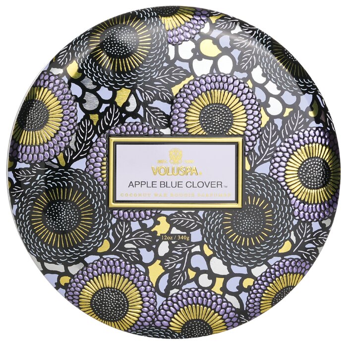 Voluspa 3 Wick Decorative Tin Candle - Apple Blue Clover 340g