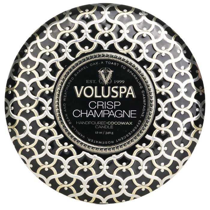 Voluspa 3 Wick Decorative Tin Candle - Crisp Champagne 340g