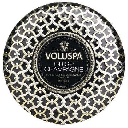 Voluspa 3 Wick Decorative Tin Candle - Crisp Champagne 340g