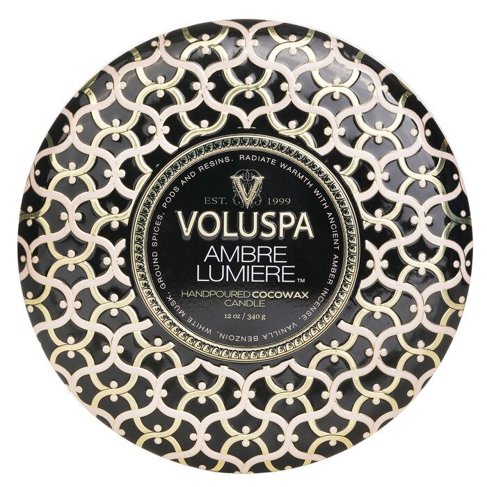 Voluspa 3 Wick Decorative Tin Candle - Ambre Lumiere 340g