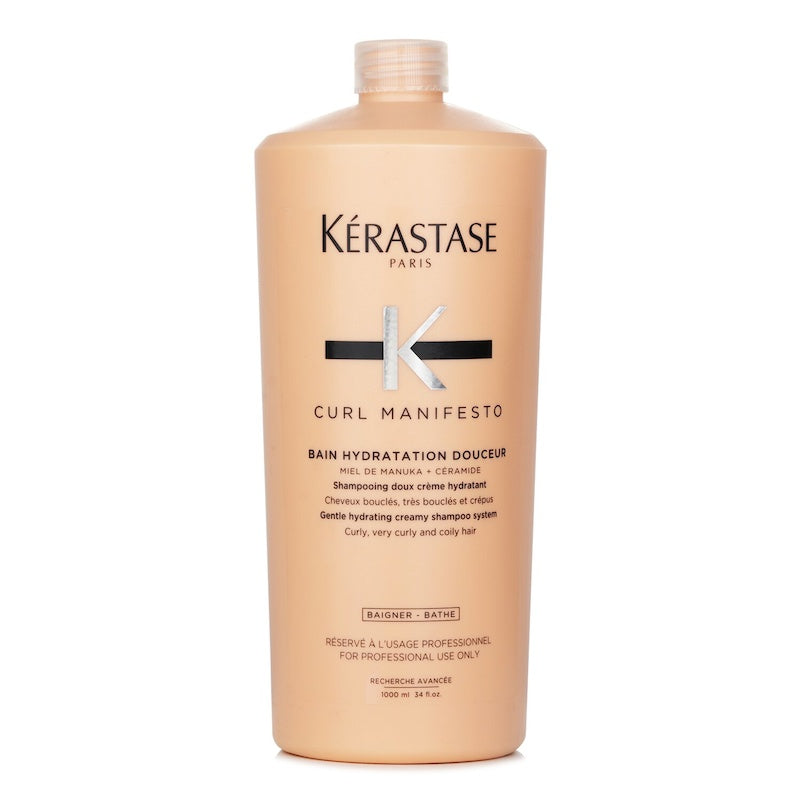 Kerastase Curl Manifesto Bain Hydratation Douceur Shampoo Gentle Creamy Shampoo- For Curly, Very Curly &amp; Coily Hair (Salon Size) 1000ml