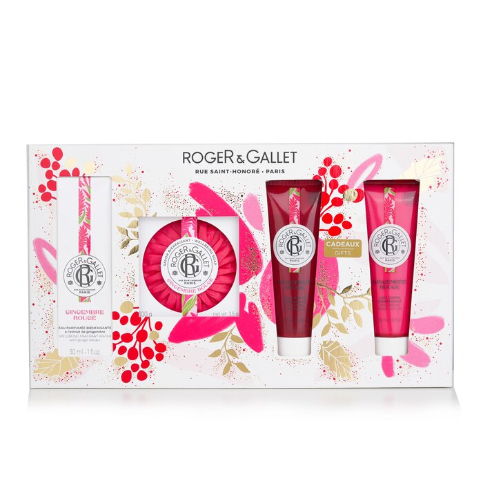 Roger &amp; Gallet Gingembre Rouge Coffret: Fragrant Water 30ml + Soap 100g + Shower Gel 50ml + Body Lotion 50ml 4PCS