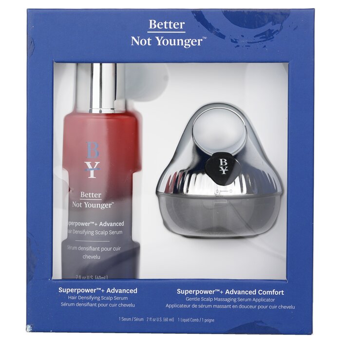 Better Not Younger Superpower+ Advanced Duo: Hair Densifying Scalp Serum 60ml/2oz + Gentle Scalp Massaging Serum Applicator 1pc 2pcs