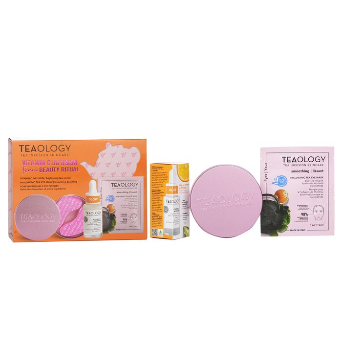 Teaology Vitamin C Infusion Forever Beauty Ritual Set: Vitamin C Serum 15ml + Eye Mask + Reusable silicone eye patches 3pcs