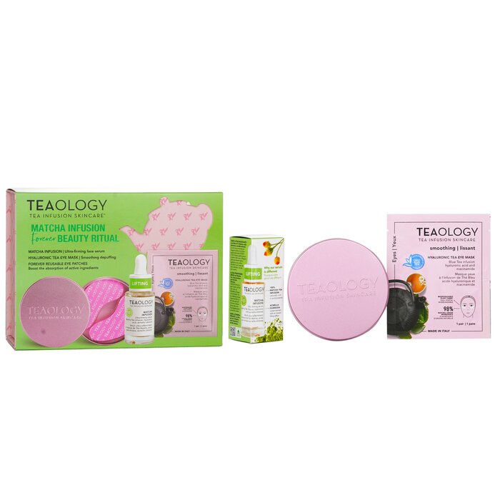Teaology Matcha Infusion Forever Beauty Ritual Set: Matcha Lifting Serum 15ml + Eye Mask 5ml+Reusable Silicone Eye Patches 3pcs