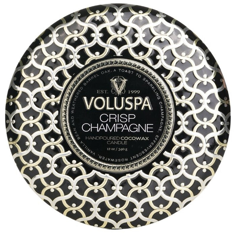 Voluspa 3 Wick Decorative Tin Candle - Crisp Champagne 340g