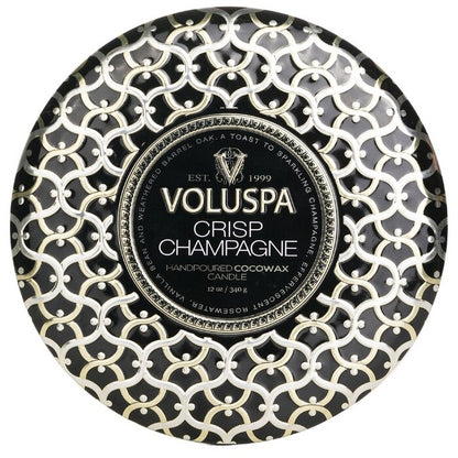 Voluspa 3 Wick Decorative Tin Candle - Crisp Champagne 340g