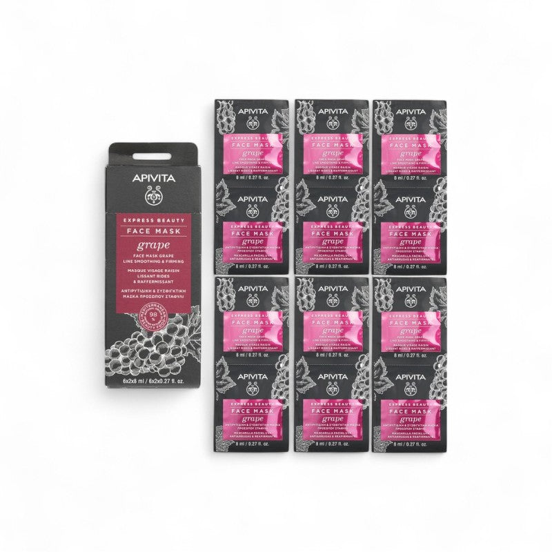 Apivita Express Beauty Face Mask with Grape (Line Smoothing &amp; Firming) 05845 6x(2x8ml)