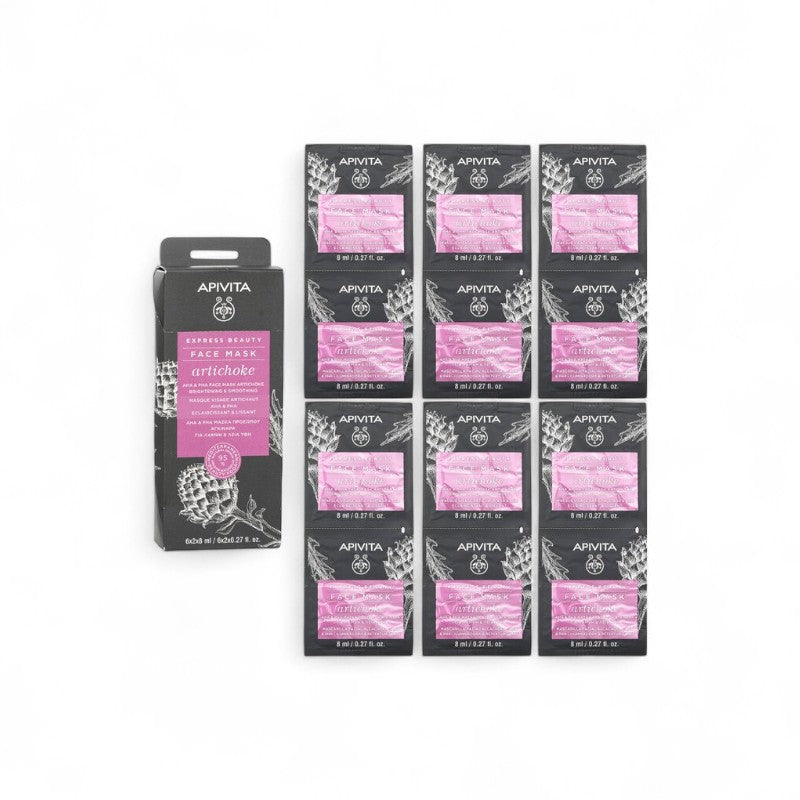 Apivita Express Beauty Face Mask With Artichoke AHA &amp; PHA - Brightening &amp; Smoothing 082253 6x(2x8ml)