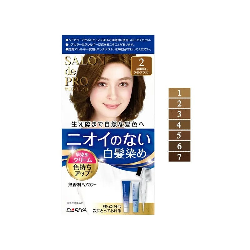 DARIYA Salon De Pro Unscented Gray Hair Quick Color Cream 2 Brighter Light Brown
