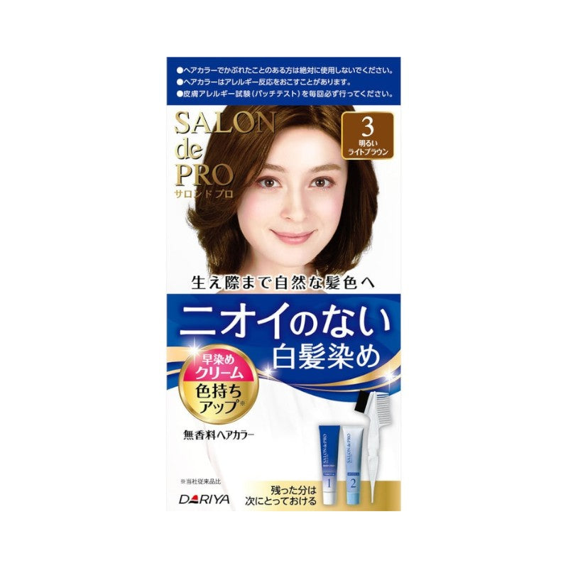 DARIYA Salon De Pro Unscented Gray Hair Quick Color Cream 3 Bright Light Brown