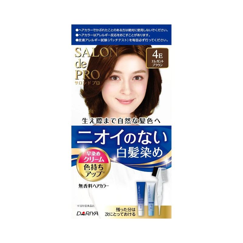 DARIYA Salon De Pro Unscented Gray Hair Quick Color Cream 4E Elegant Brown