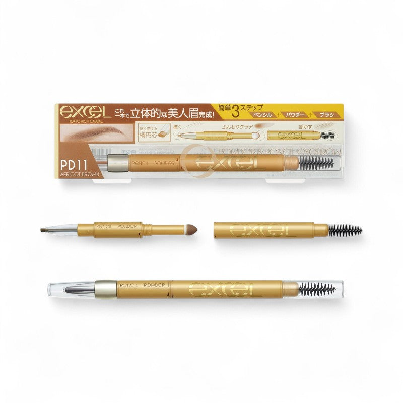 EXCEL Powder &amp; Pencil Eyebrow EX PD11 Apricot Brown