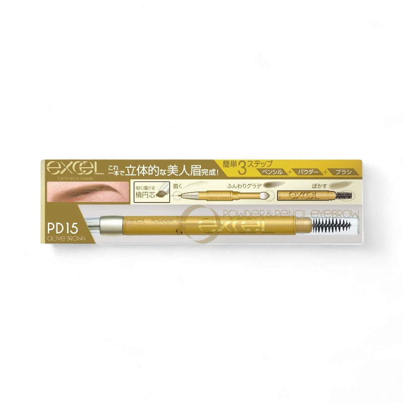 EXCEL Powder &amp; Pencil Eyebrow EX PD15 Olive Brown