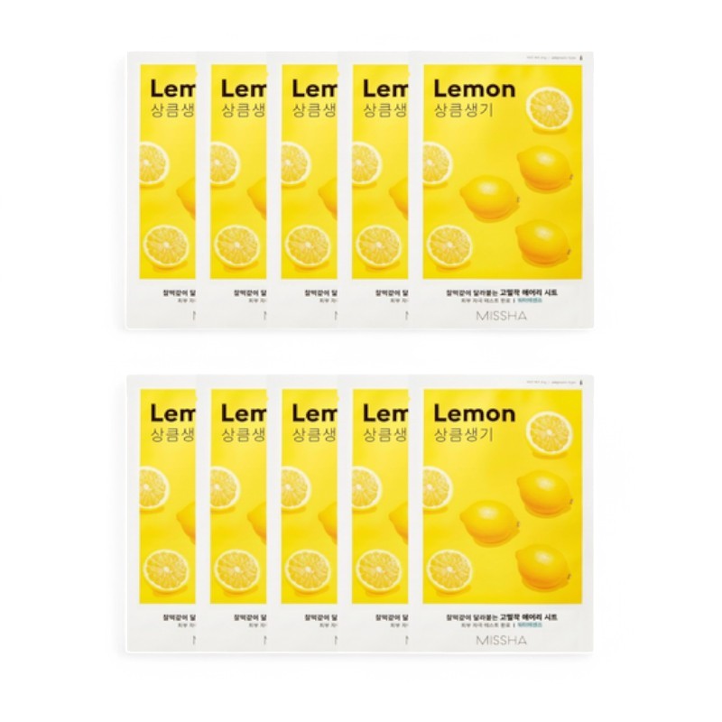MISSHA Airy Fit Sheet Mask Bundle Set - 12 Types Lemon 25g x 10 sheets