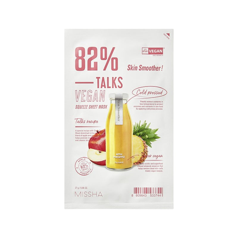 【Clearance】MISSHA Talks Vegan Squeeze Sheet Mask 27g - Skin Smoother (EXP:12/26)