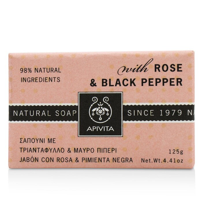 Apivita Natural Soap With Rose & Black Pepper 02588 125g/4.41oz