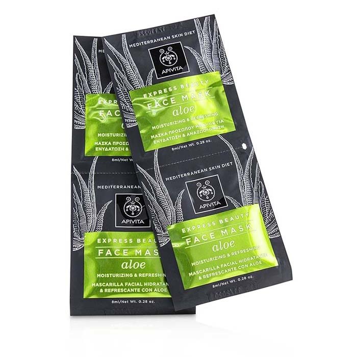 Apivita Express Beauty Face Mask with Aloe (Moisturizing &amp; Refreshing) - Unboxed 6x(2x8ml)