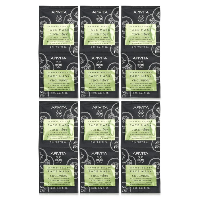 Apivita Express Beauty Face Mask with Cucumber (Intensive Moisturization) - Unboxed 6x(2x8ml)