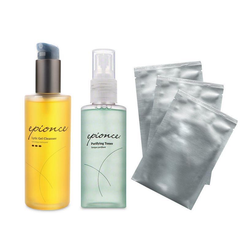 Epionce Lytic Gel Cleanser 170ml + Purifying Toner 120ml + Ronas Peptide Silk Mask 20g x 3